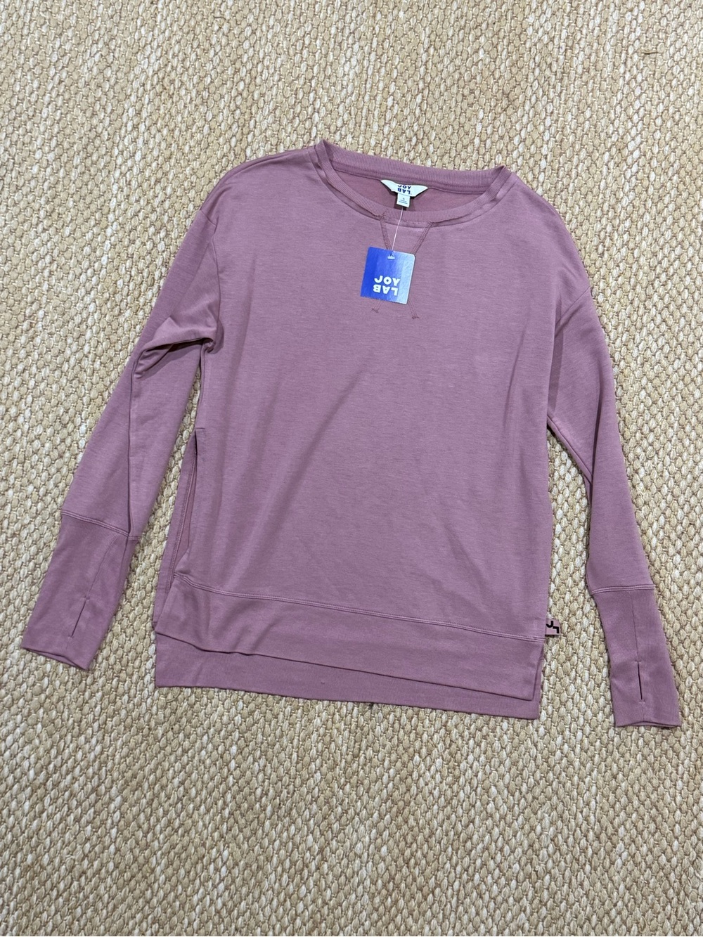 Joy Lab Dusty Mauve Modal Blend Long Sleeve Active Top w/Thumbholes NWT Size